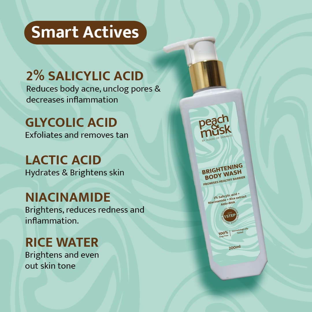 Brightening Body Wash | 2% Salicylic Acid + Niacinamide + Rice Extract | AHA + BHA | 200ml