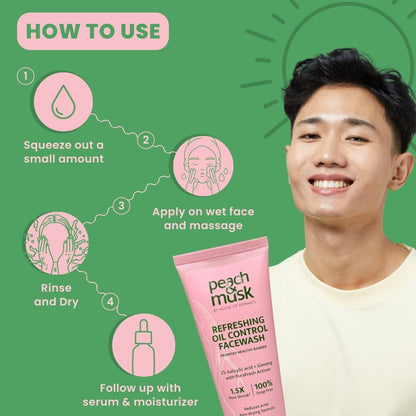 Refreshing Oil Control Pore Shrink Facewash | 2% Salicylic Acid + Ginseng Skin Awakening with Healthy Repair Reduces Acne | Unclogs & Shrinks Pores | Non-Drying | 100% Soap Free | Dermatologically Tested | 100g
